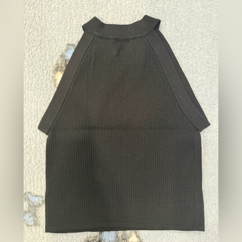 Babaton Black Ribbed Knit Top L NWOT - Picture 3 of 5